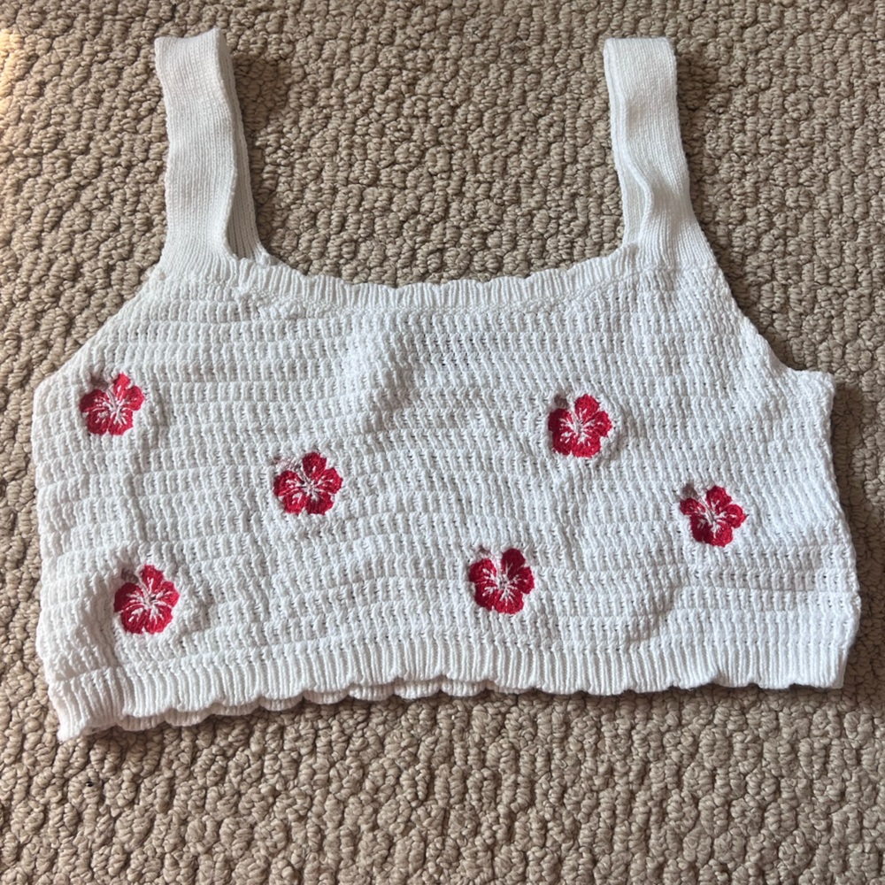 Knit Tropical Tank Cropped